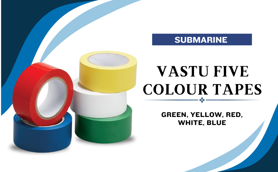 Submarine-Vastu-Five-Colour-Tapes-Green-Yellow-Red-White-Blue-Each-2-Inch-Wide-X