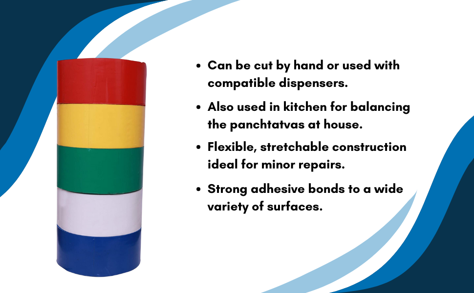 Submarine-Vastu-Five-Colour-Tapes-Green-Yellow-Red-White-Blue-Each-2-Inch-Wide-X
