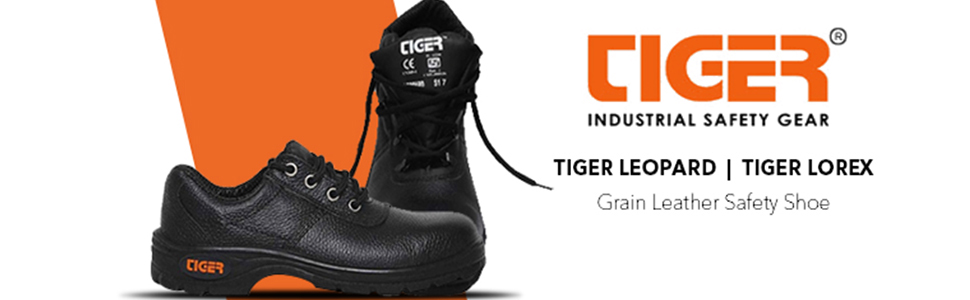 Tiger-Mens-Low-Ankle-Lorex-Steel-Toe-Safety-Shoes-Size-10-UK-Black-Leather-Lorex