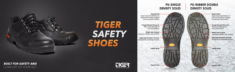 Tiger-Mens-Low-Ankle-Lorex-Steel-Toe-Safety-Shoes-Size-10-UK-Black-Leather-Lorex